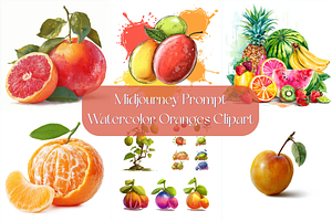 Prompt Watercolor Oranges Clipart, a Decorative Illustration by Creative design