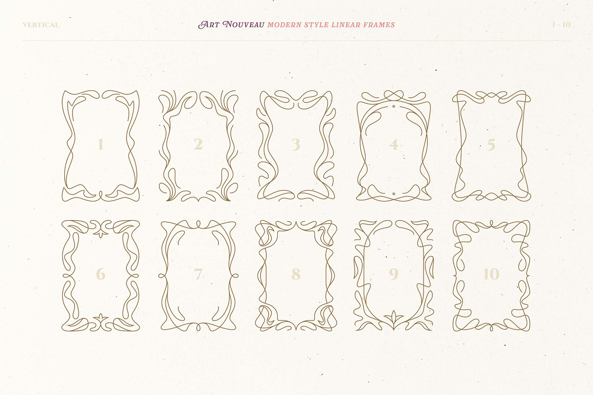 Art Nouveau Modern Linear Frames Set, a Graphic by MaryArt (Photo 3 of 6)