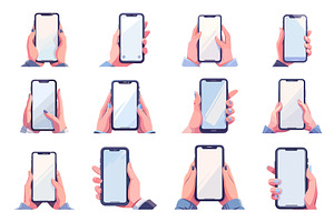 Set of hands holding smartphones, a Technology Illustration by LadadikArt