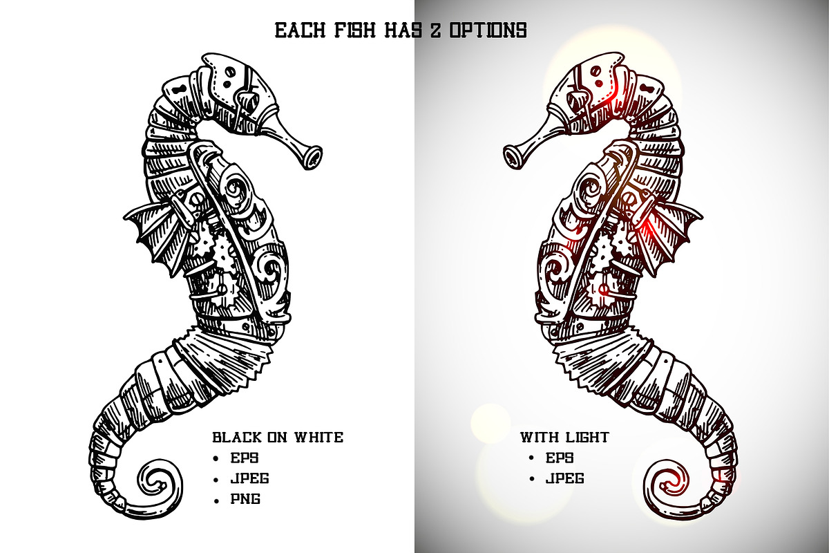 Steampunk illustrations 4. Fishes., an Animal Illustration by Steshnikova (Photo 3 of 4)