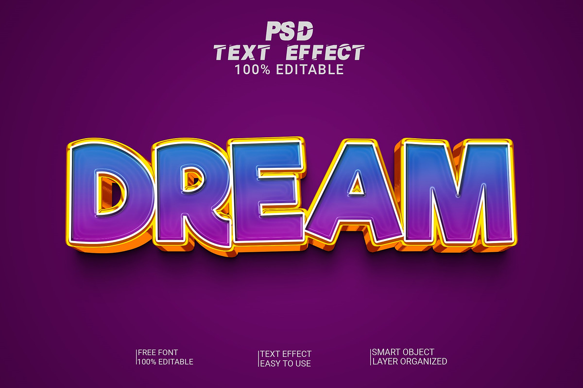 3d Dream Text Style Effect, a Layer Style Add-On by Md Imamul