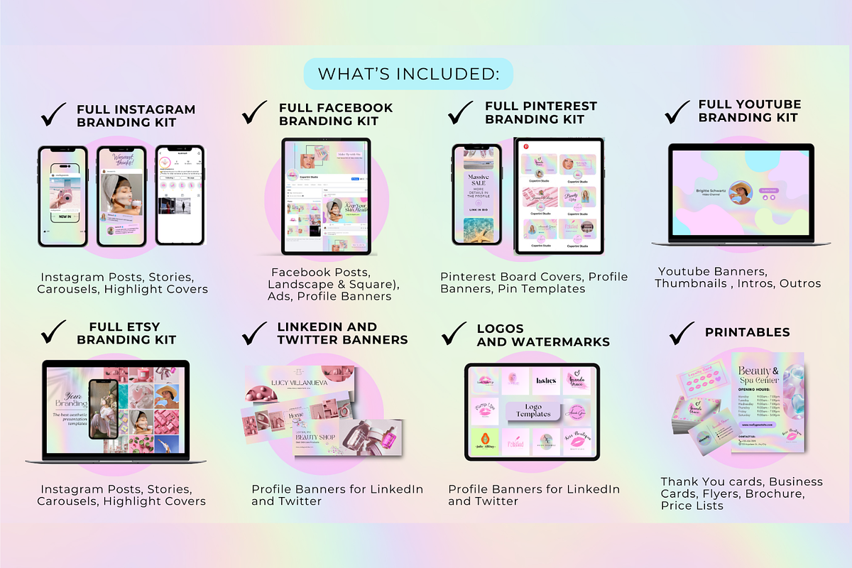 1000 Templates Brand Kit Pastel, a Social Media Template by CopertiniStudio (Photo 2 of 8)