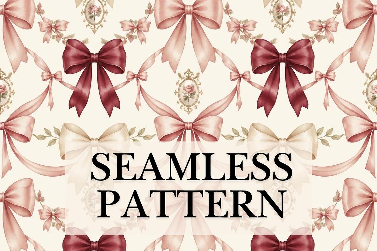 Vintage Bow Seamless Pattern, a Pattern Graphic by elfy creative (Photo 1 of 7)