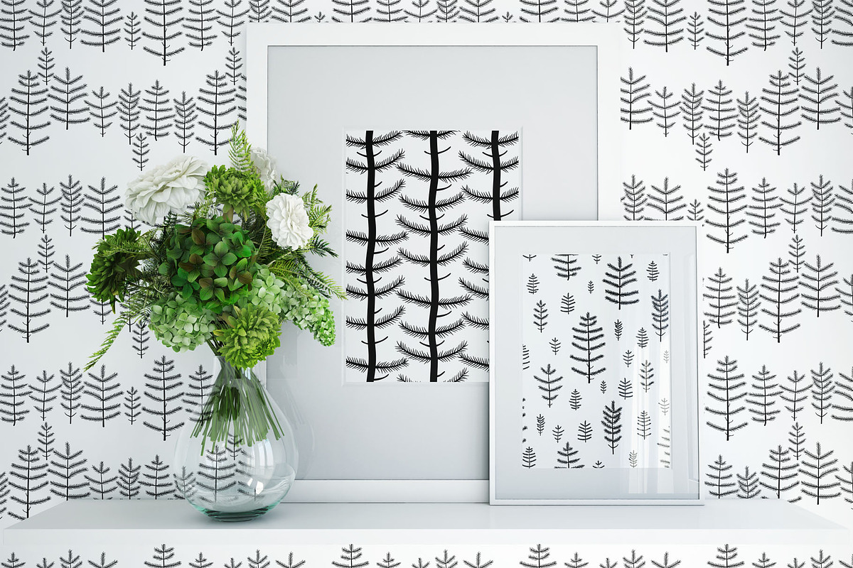 6 patterns with pines, a Pattern Graphic by pineart (Photo 3 of 5)