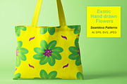 Exotic hand drawn flowers pattern, a Pattern Graphic by VL Shop (Thumbnail 3 of 6)