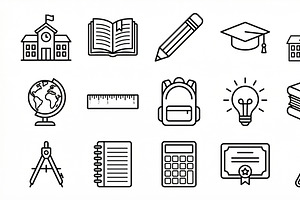 Bundle vector Education Icon Set, an Outline Icon by adenpinkstore