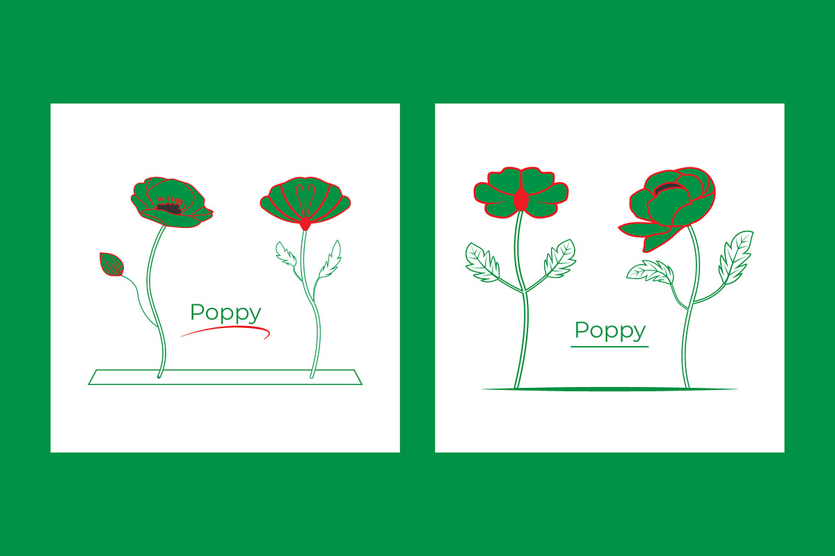 Stylized Poppy Flowers Illustration, a Decorative Illustration by Lakhan1998 (Photo 2 of 6)