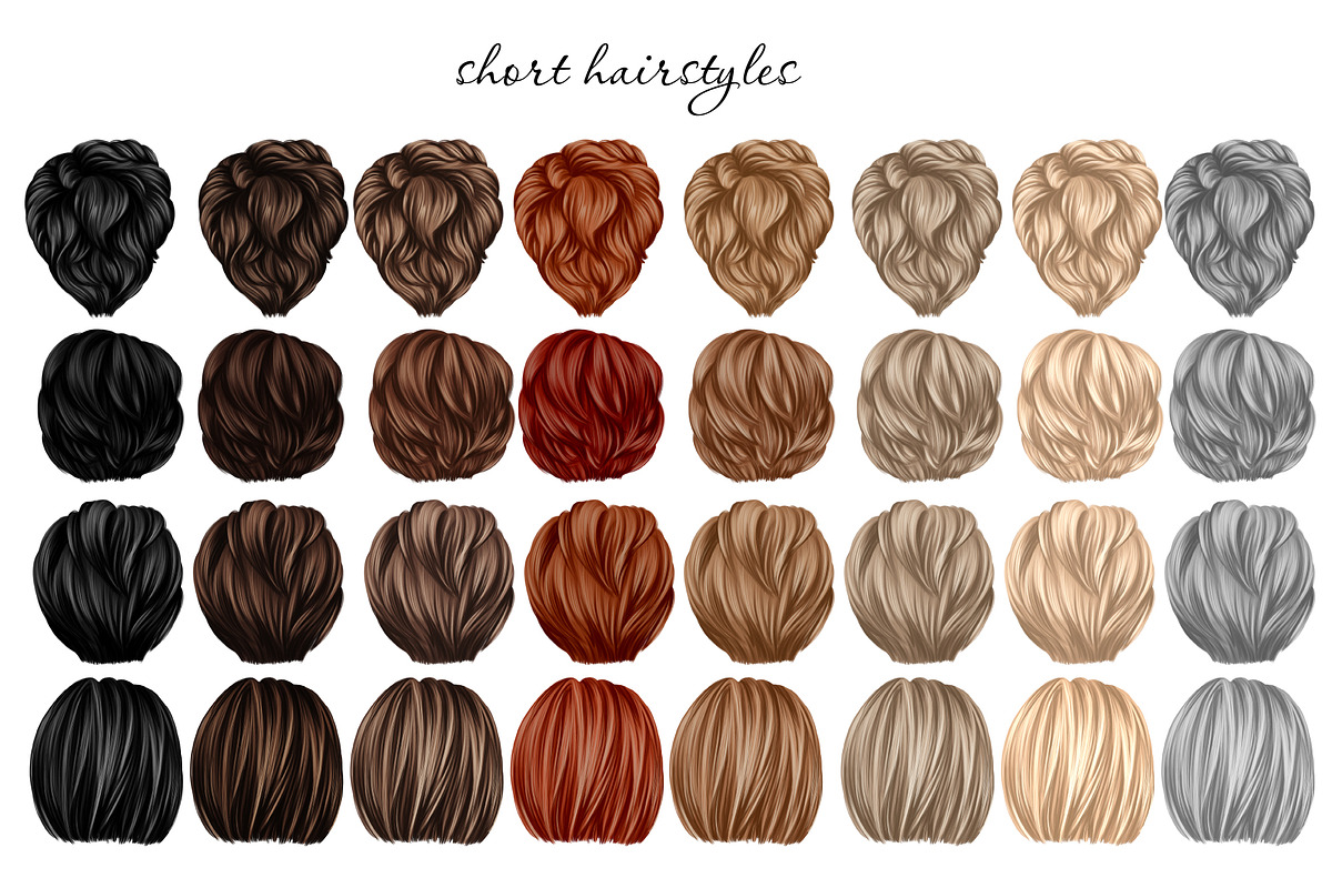 Hair clipart large set, an Illustration by Elenbushe (Photo 3 of 11)