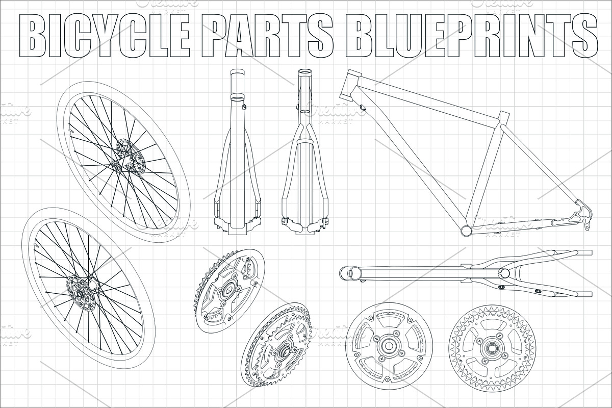 Bicycle Parts Blueprints Set, a Sport Illustration by Blacklight (Photo 6 of 10)