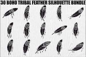 Boho Tribal Feather Bundle, an Illustration by Designs_River