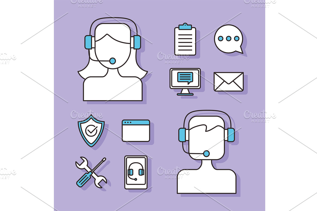 support and contact icons, a Person Illustration by studiogstock