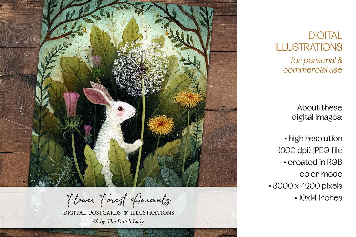 Forest Flower Animals Postcards, an Animal Illustration by The Dutch Lady Designs (Photo 3 of 7)