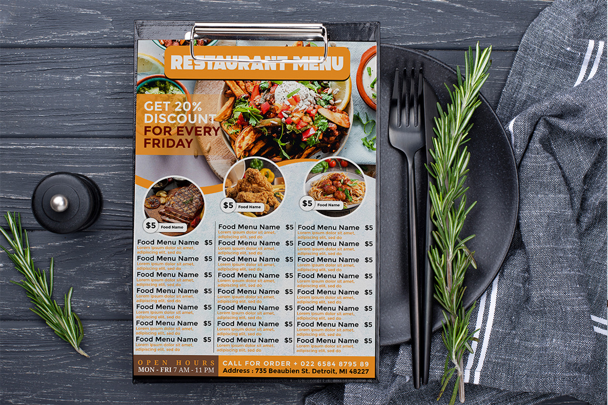 Flyer Menu, a Flyer Template by imadeDesign (Photo 3 of 3)