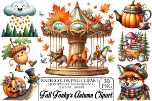 Watercolor Fall Fonky's Autumn Clipa, an Illustration by DreamPrint404