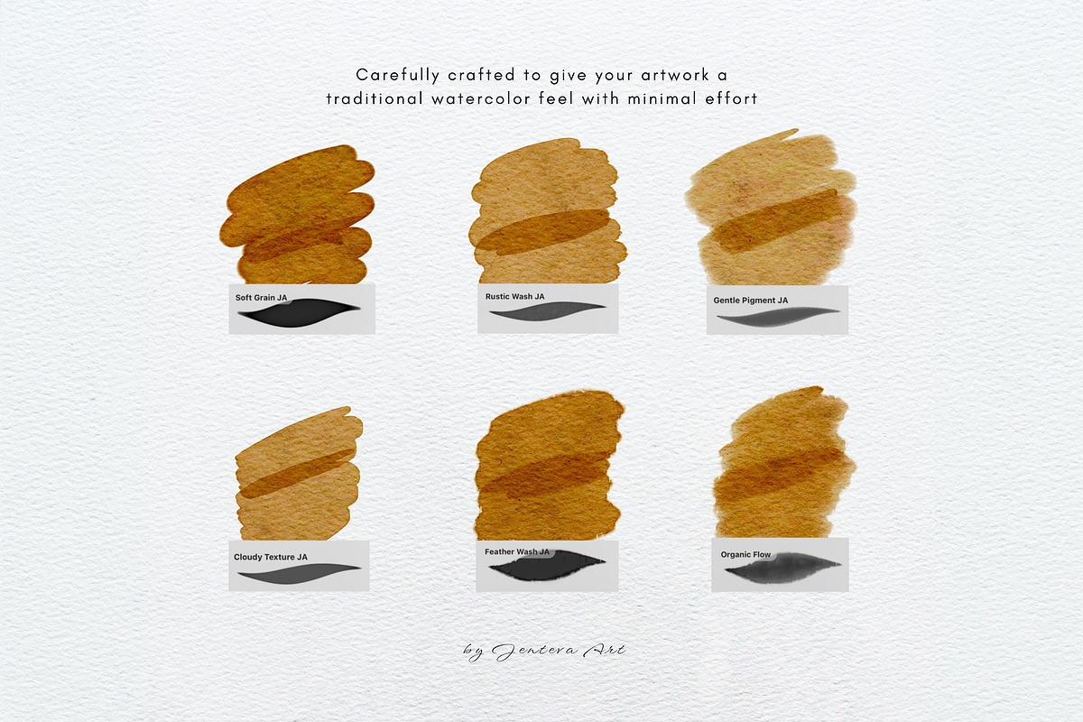 15 Procreate Watercolor Brushes, a Brush Add-On by Jenteva Art (Photo 3 of 13)