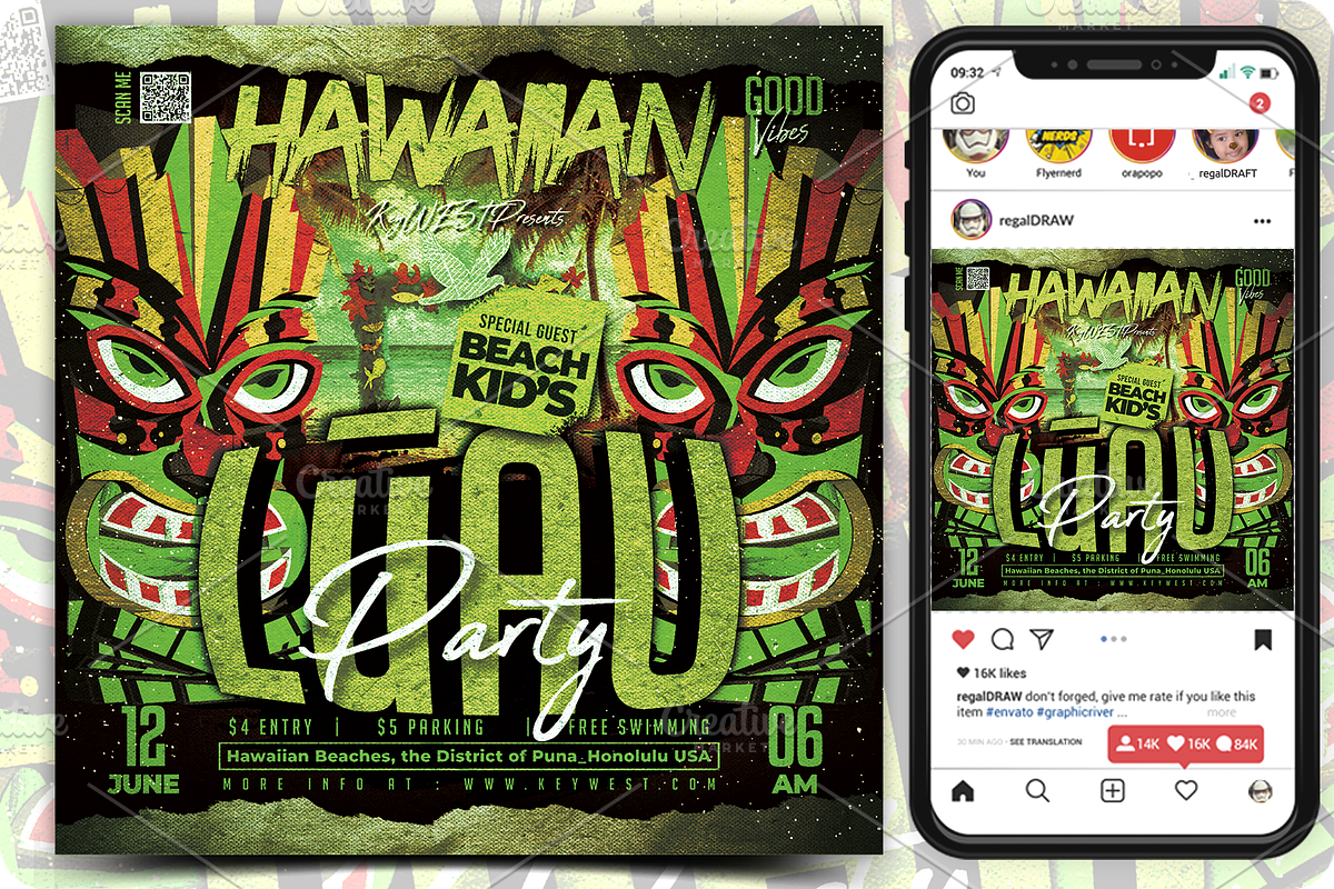 Lūʻau Party Flyer, a Flyer Template by regalDRAW (Photo 1 of 3)