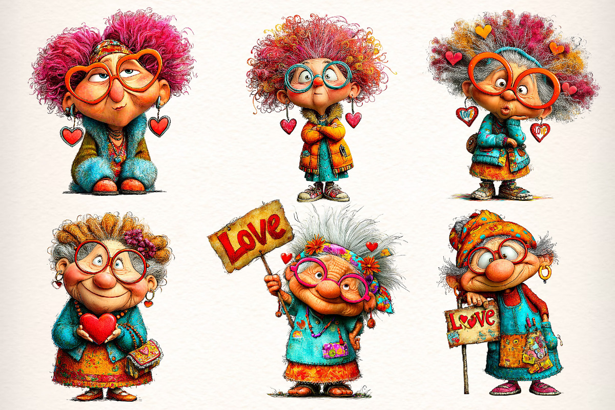 Quirky Elderly Valentine Woman, an Illustration by Dream Creation (Photo 2 of 8)