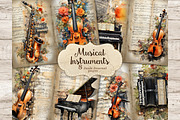Musical Instruments Printable Paper, an Object Illustration by GlamArtZhanna (Thumbnail 1 of 9)