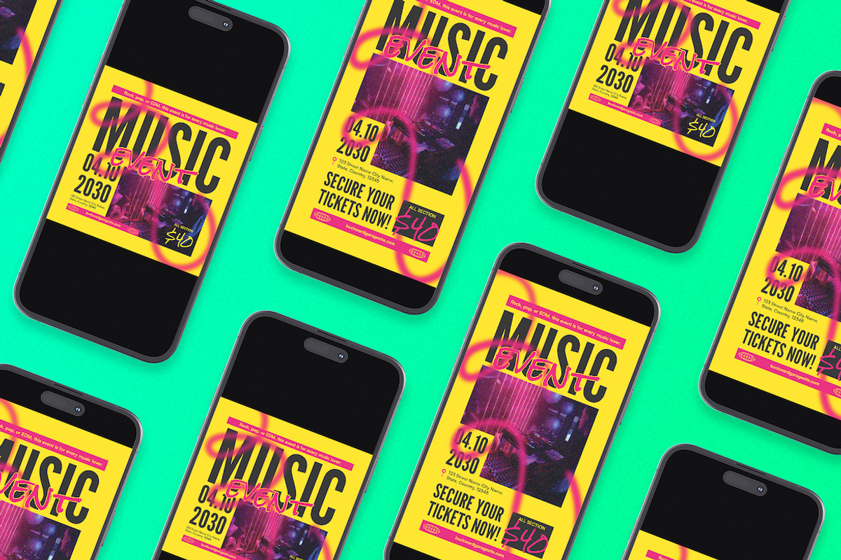 Grunge Music Event Flyer Set, a Flyer Template by Aiyari Graphic (Photo 2 of 3)