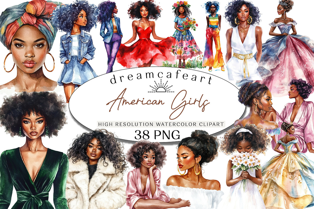 Elegant African American Girls, an Illustration by DreamCafeArt (Photo 1 of 7)