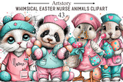 Whimsical Easter Nurse Animals Clipa, an Animal Illustration by designcity5 (Thumbnail 1 of 5)