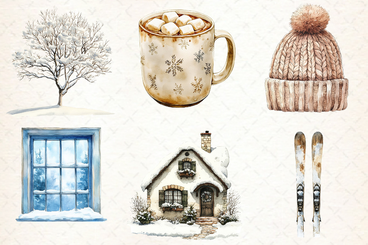 Watercolor Winter Snowy Clipart, an Illustration by Libby Wishes (Photo 4 of 5)