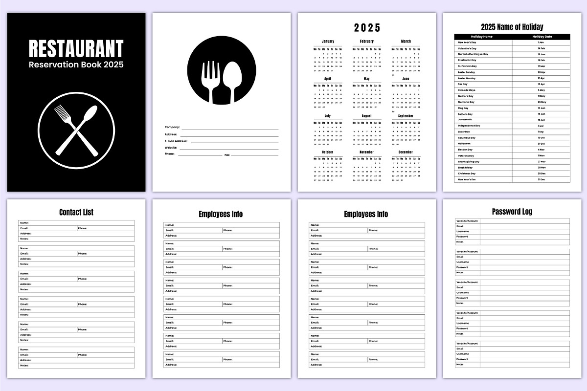 2025 Restaurant Reservation Book, a Stationery Template by Mustafiz (Photo 2 of 5)