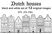 Set of 12 line Amsterdam old houses, a Decorative Illustration by Primula`s shop (Thumbnail 1 of 2)