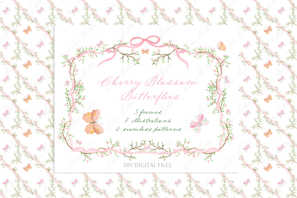 Cherry Blossom Butterfly Chinoiserie, a Graphic by LABFcreations (Photo 1 of 4)