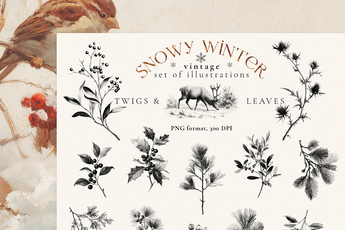 Snowy Winter - vintage illustrations, a Seasonal Illustration by Pamyatka Shop (Photo 16 of 17)