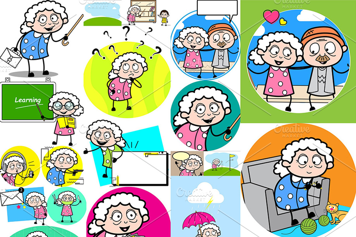 Grandmother ~ Cartoon Character Set, a Person Illustration by The Toon Company (Photo 3 of 12)
