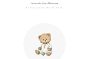 Vintage Teddy Bear Clipart Set, a Decorative Illustration by Pati Paints (Thumbnail 3 of 11)