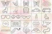 50 Retro Groovy Procreate stamps, a Brush Add-On by SecondOfJuly (Thumbnail 5 of 6)