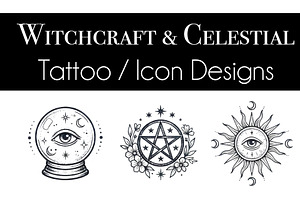 Witchcraft & Celestial Tattoo Design