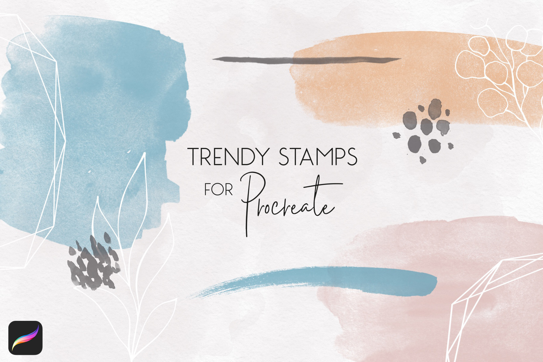 Trendy Stamps for Procreate, a Brush Add-On by PeDe Designs