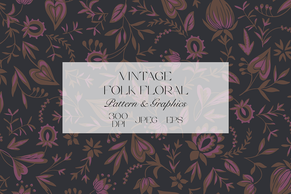 Vintage Folk Floral Pattern, a Pattern Graphic by StudioGlouna (Photo 1 of 5)