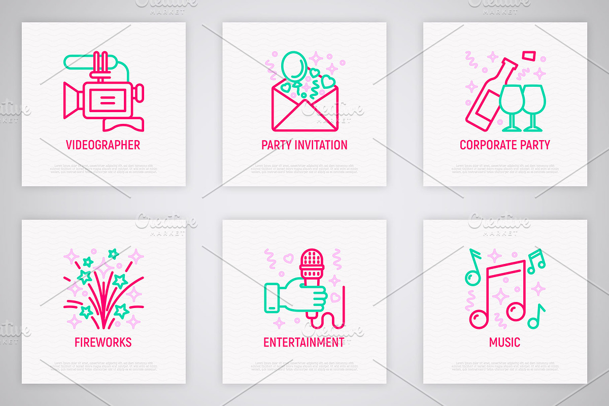 Event Service | 16 Thin Line Icons, an Outline Icon by Alex Blogoodf (Photo 5 of 8)