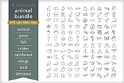 Animal 8-pack icon bundle, an Outline Icon by Picture Window (Thumbnail 1 of 9)