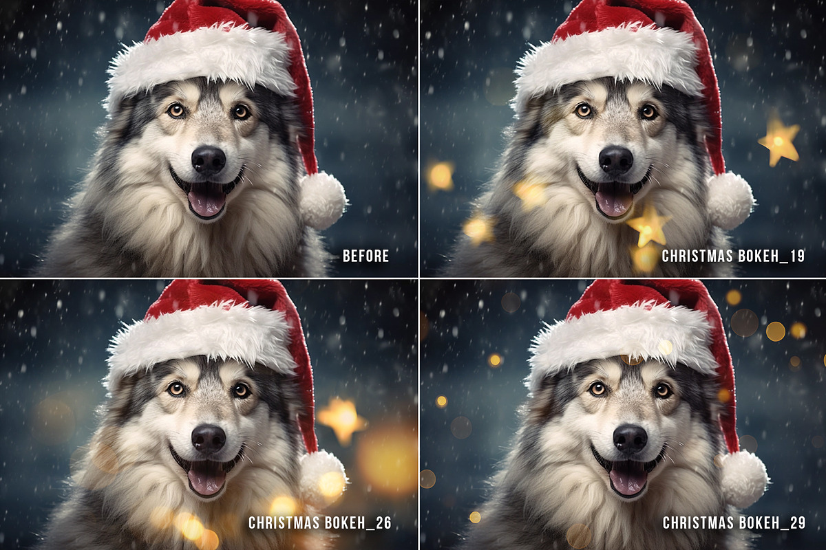 30 Christmas bokeh overlay PNG, an Action Add-On by Walllow Creatives (Photo 2 of 7)