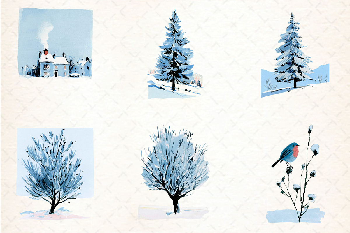 Watercolor Winter Clipart Collection, an Illustration by DreamCafeArt (Photo 5 of 6)