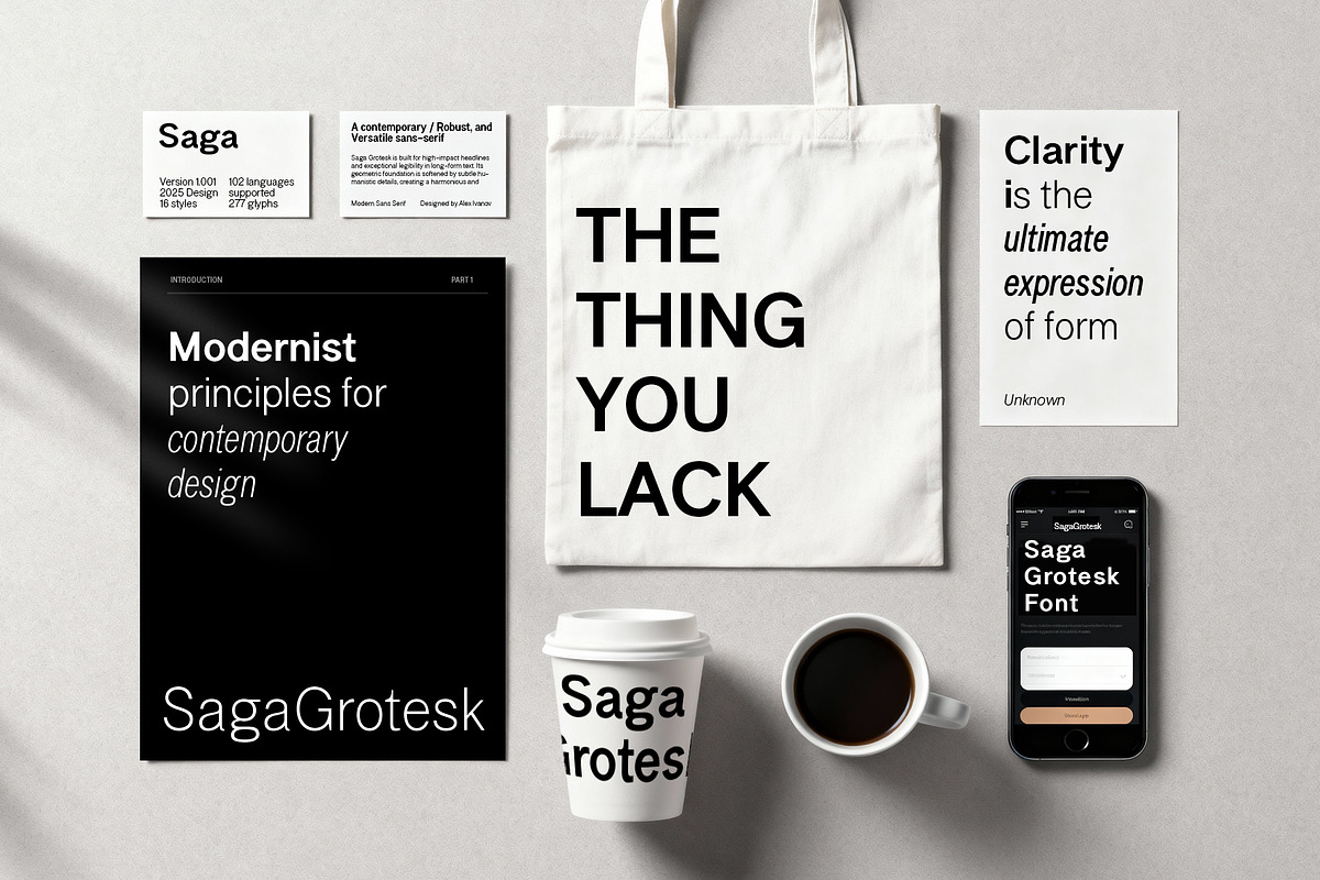 Saga Grotesk Sans Serif 16 Styles, a Sans Serif Font by vatesdesign (Photo 4 of 6)