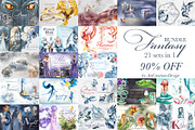 Watercolor Fantasy Clipart Bundle, a Person Illustration by ArtCreationsDesign (Thumbnail 1 of 22)