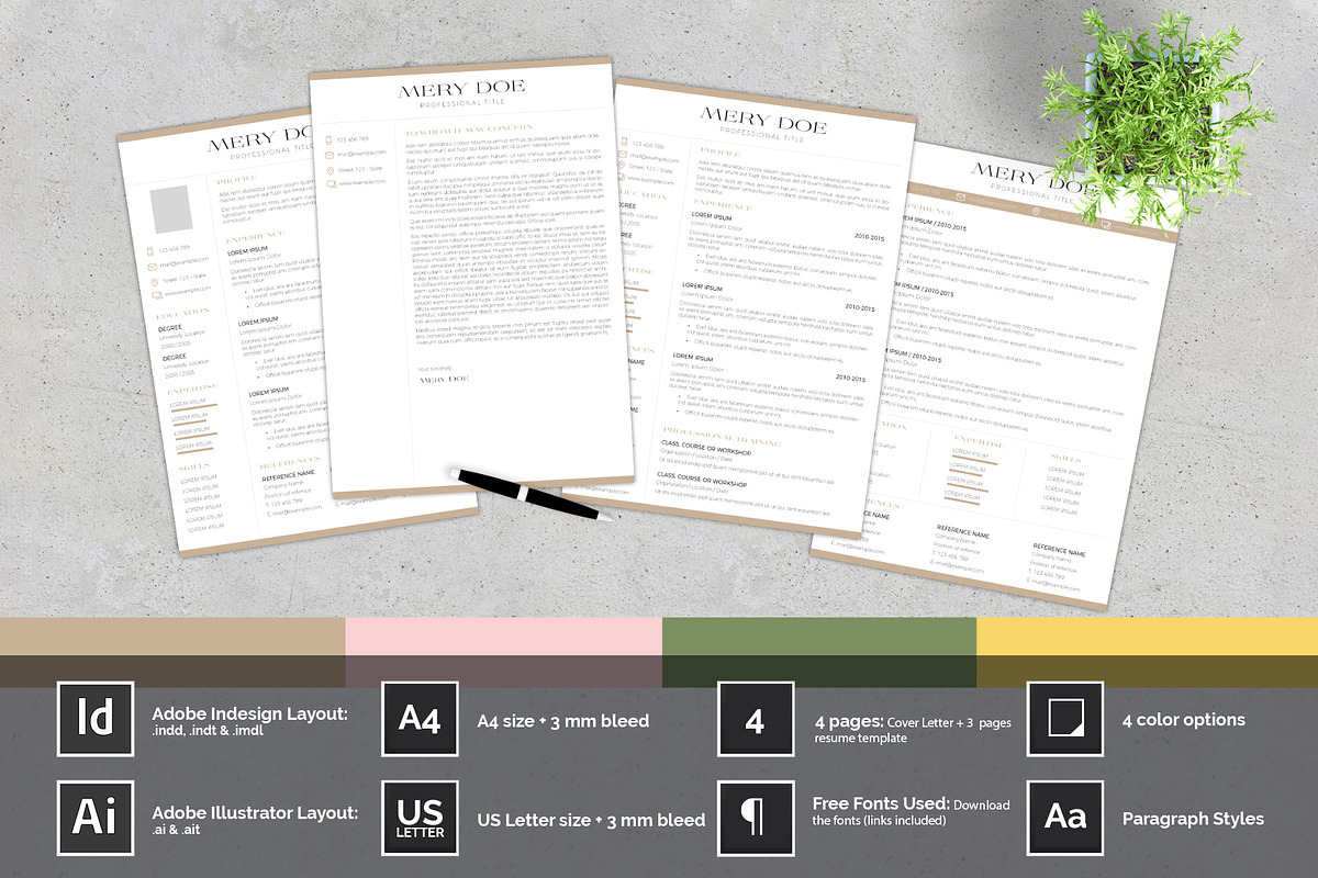 Nude Resume / CV & Cover Letter, a Resume Template by McLittle Stock (Photo 1 of 4)