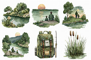 Watercolor Fishing Clipart, an Illustration by Libby Wishes (Thumbnail 3 of 5)