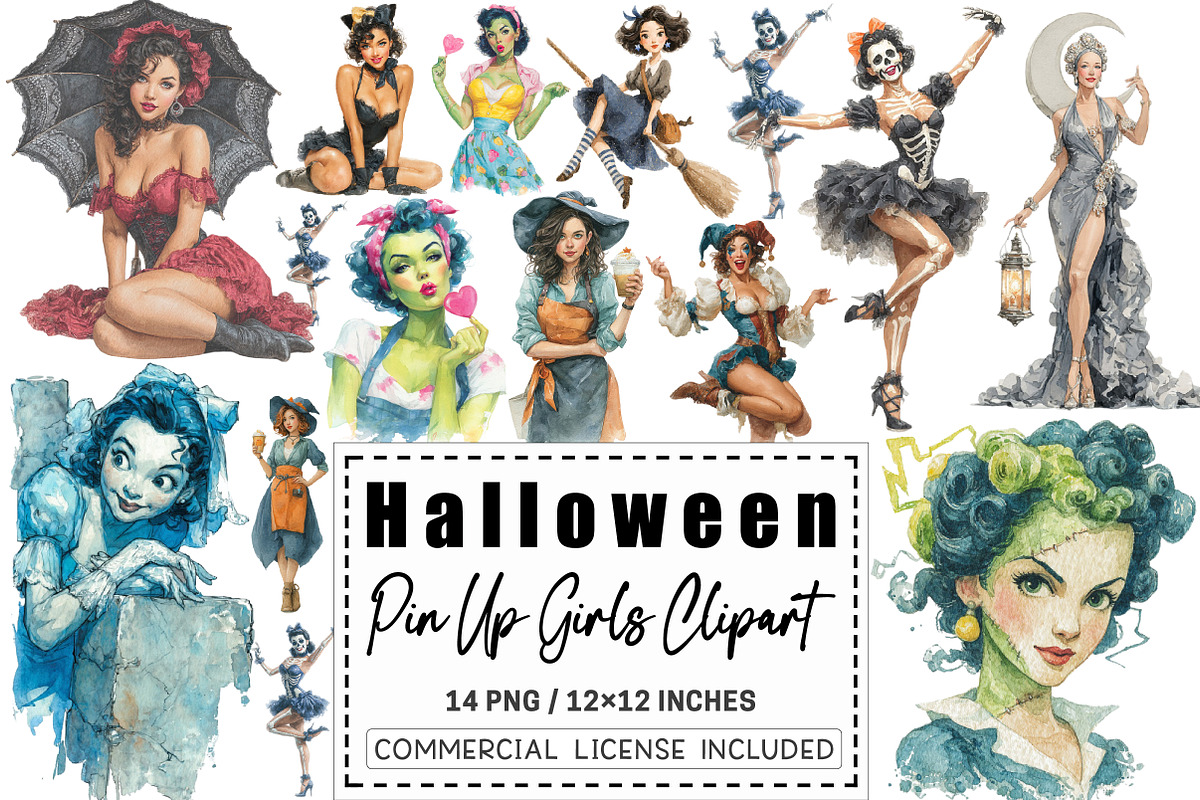 Halloween Pin Up Girls, a Graphic by CitraGraphics (Photo 1 of 4)