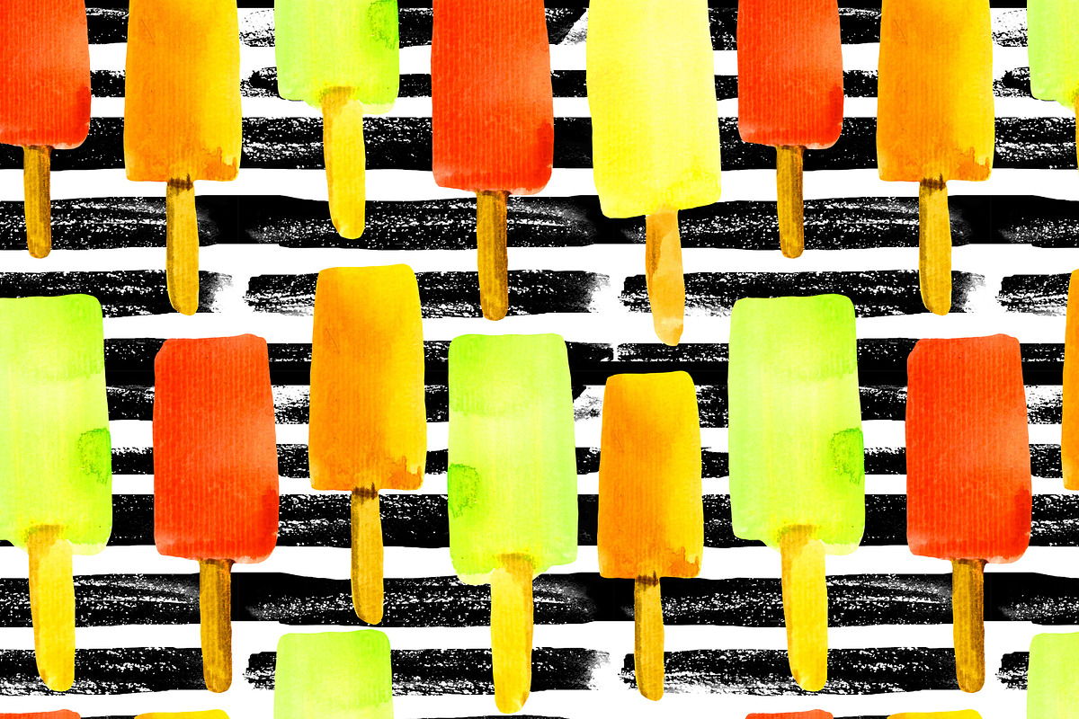 Summer Mood, Watercolor Set With Ice, a Pattern Graphic by Mona Monash (Photo 9 of 13)