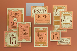 Orange Wedding Invitation Set, an Invitation Template by graphicook