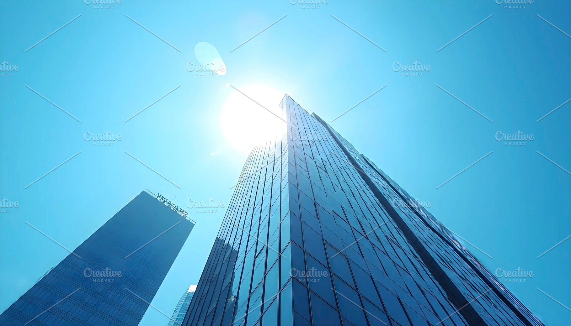 Glass Skyscraper Perspective Against, a Photo by LOGOCREATIVE