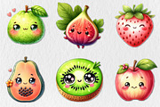 Kawaii Cute Fruit Clipart Bundle, a Seasonal Illustration by Rose Art (Thumbnail 3 of 4)