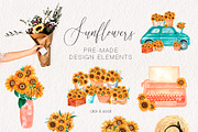 Watercolor Sunflowers Collection, an Illustration by Art Dari Autumn (Thumbnail 3 of 15)